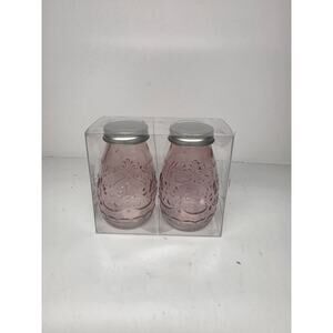 Old East Main Company Pink Clear Glass Modern Cottage Style Hobnail Shaker Set